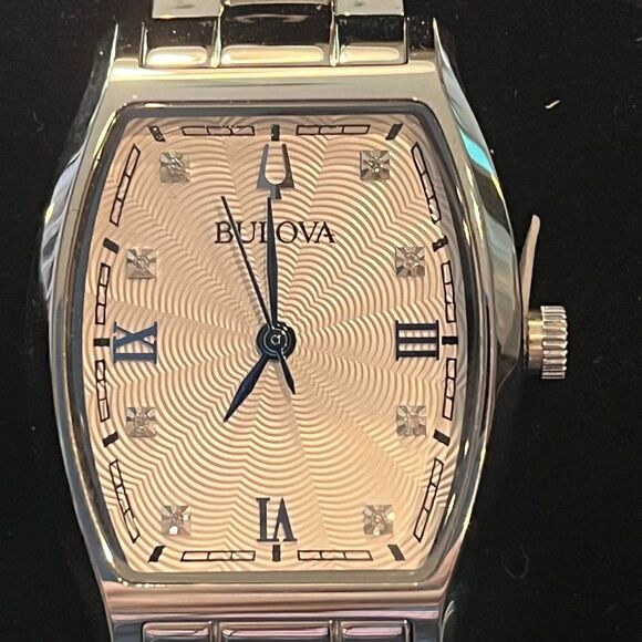 Bulova Stainless Steel Diamond Watch NWT - Picture 1 of 7